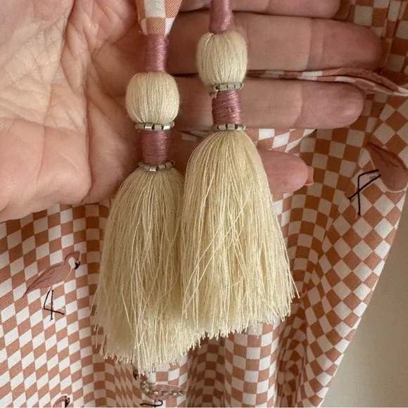 SKEMO Flamingo Pink Print Beaded Unique Pull On Pants! Never worn! Pockets! Med - Picture 7 of 16